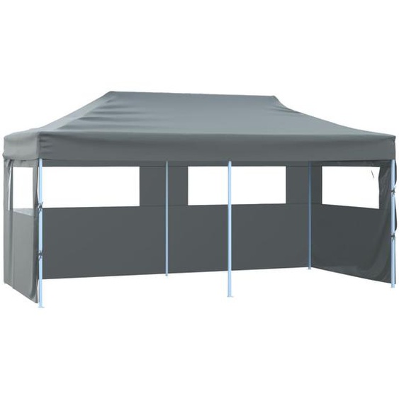 Tente de réception pliable avec 4 parois 3x6 m Acier Anthracite