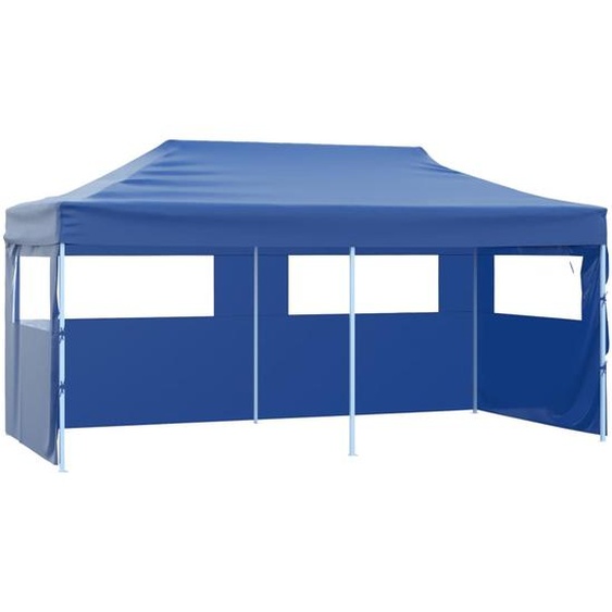 Tente de réception pliable avec 4 parois 3x6 m Acier Bleu