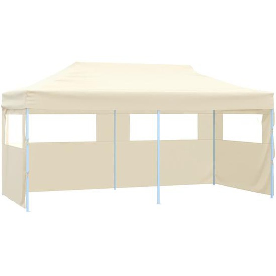 Tente de réception pliable avec 4 parois 3x6 m Acier Crème