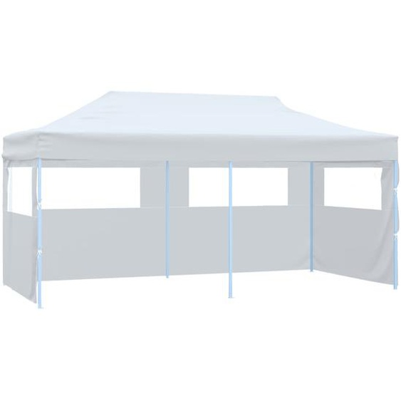 Tente de réception pliable avec parois 3 x 6 m Acier Blanc