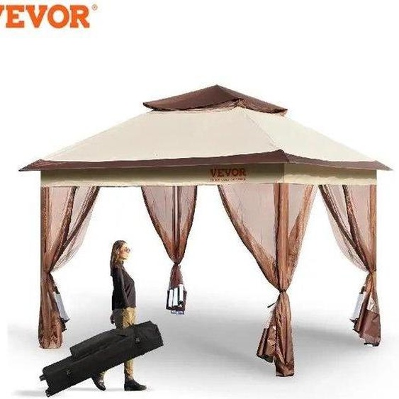 Tente de réception pliable beige 334 x 334 x 281 cm