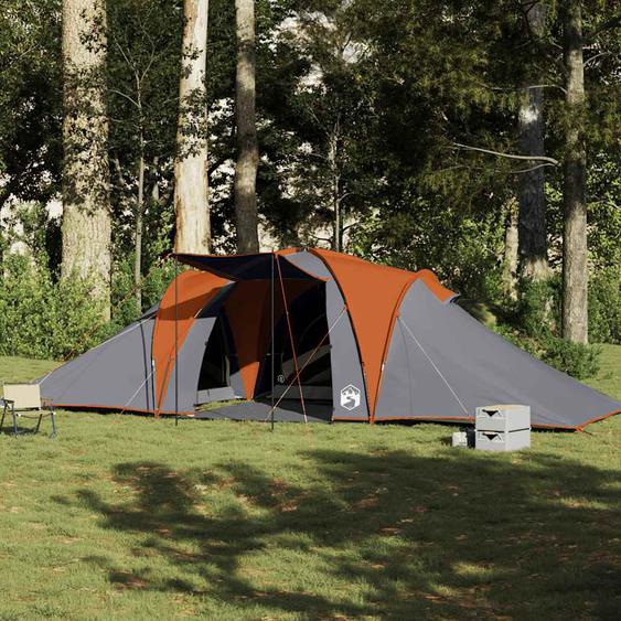 Tente familiale à dôme 6 personnes gris et orange imperméable