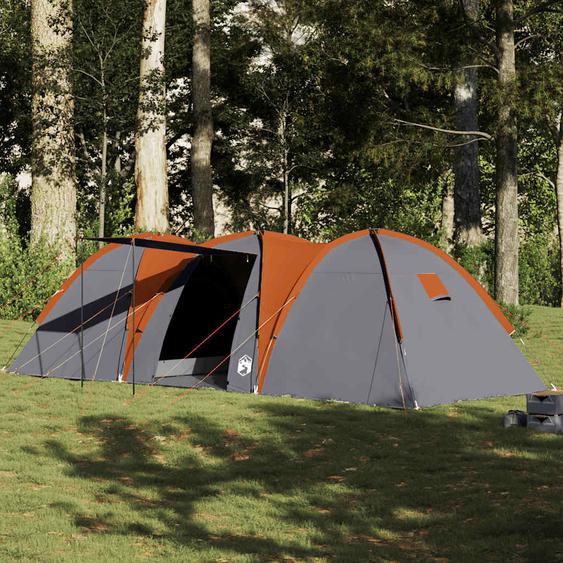 Tente familiale à dôme 8 personnes gris et orange imperméable