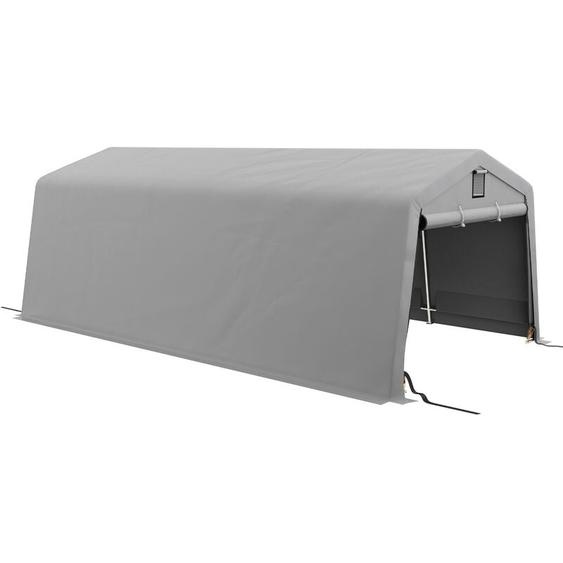Tente garage carport dim 6L x 3,3l x 2,4H m acier galvanisé robuste pe haute densité 150 g/m² imperméable anti-UV gris