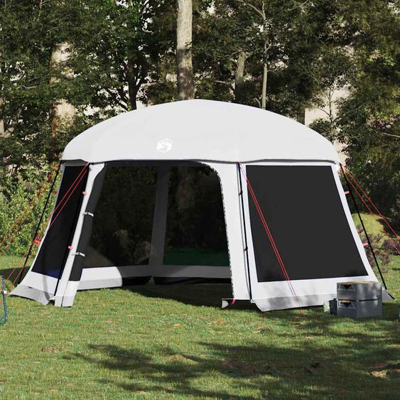 Tente piscine toit amovible parois maille gris 512x458 cm