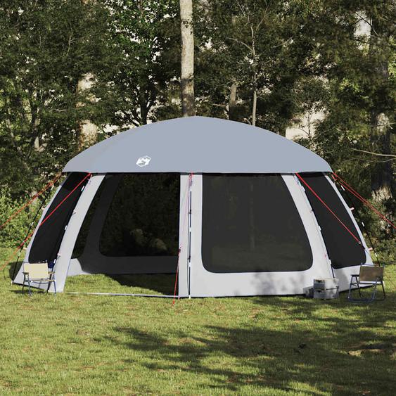 Tente piscine toit amovible parois maille gris 612x612 cm