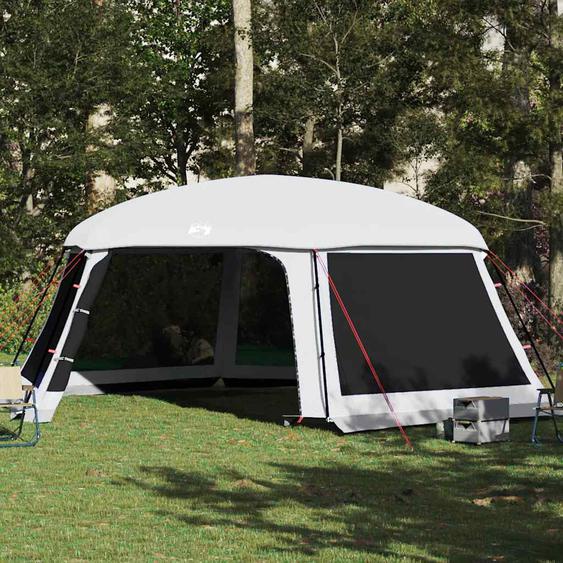 Tente piscine toit amovible parois maille gris 670x590 cm