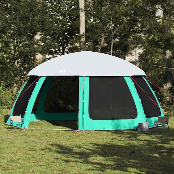 Tente piscine toit amovible parois maille vert deau 612x612 cm