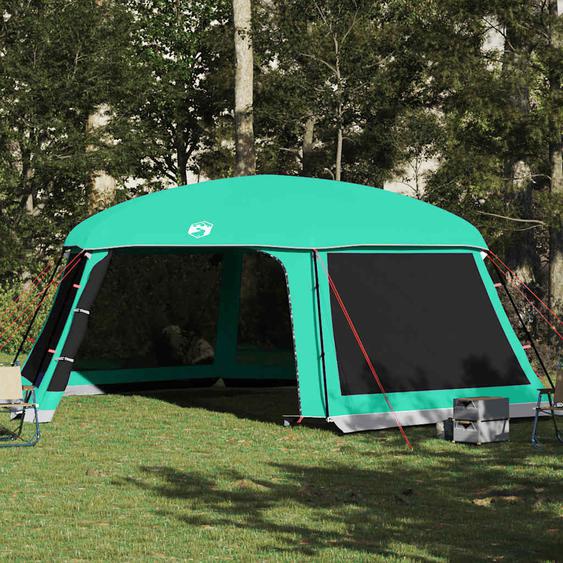 Tente piscine toit amovible parois maille vert deau 670x590 cm