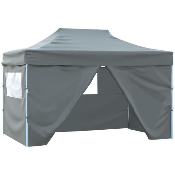 Tente pliable avec 4 parois latérales 3 x 4,5 m Anthracite