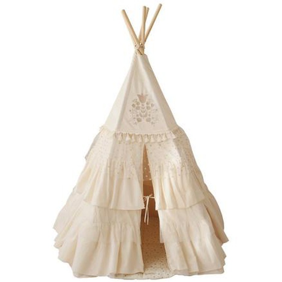 Tente Tipi Avec Franges Et Tapis Boho En Coton Caramel Beige