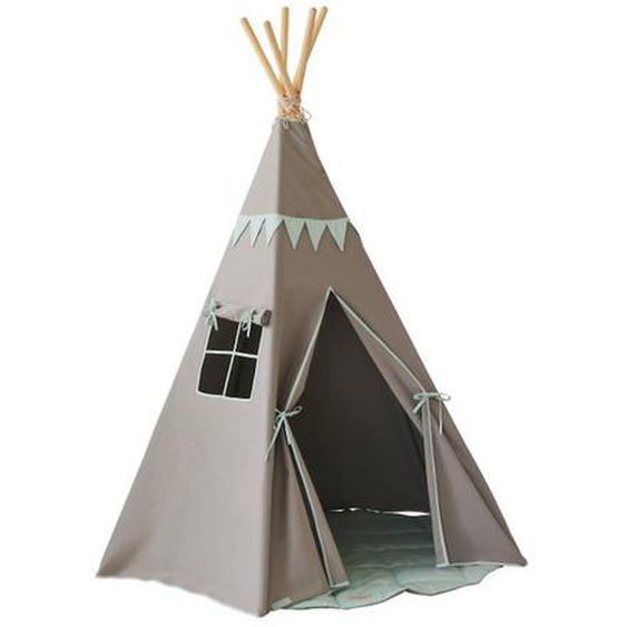 Tente Tipi Avec Guirlande Et Tapis Gold Star En Lin Gris