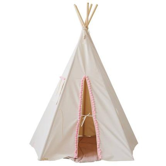 Tente Tipi Avec Pompoms En Coton Beige
