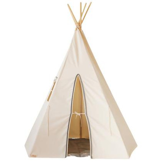 Tente Tipi Avec Pompoms En Coton Beige