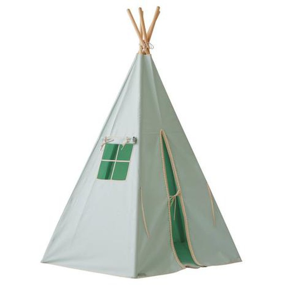 Tente Tipi Avec Pompoms Et Tapis Menthe En Coton Vert