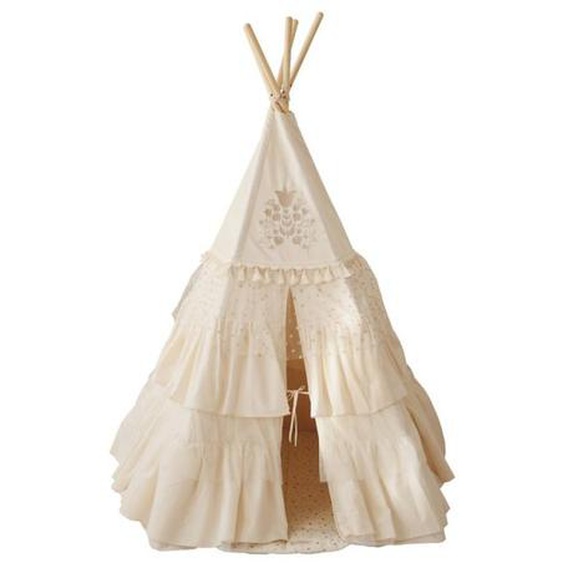 Tente Tipi Boho À Volants En Coton Beige