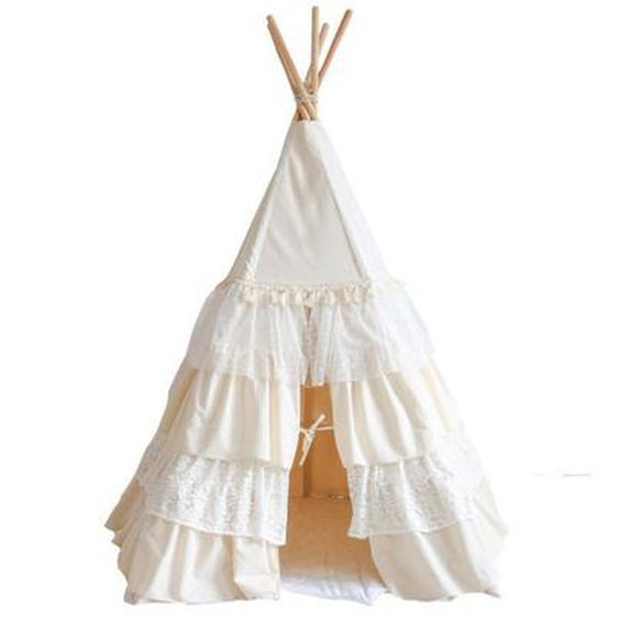 Tente Tipi Chic Avec Volants En Coton Beige