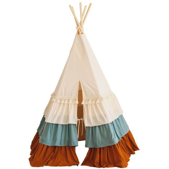 Tente Tipi Cirque Avec Volants En Lin Et Coton Beige