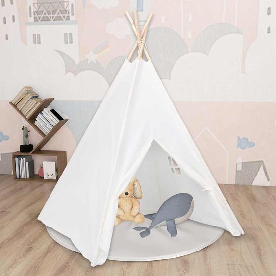 Tente tipi denfants avec sac Peau de pêche Blanc 120x120x150cm