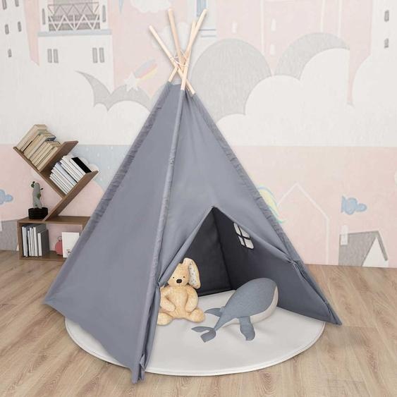Tente tipi denfants avec sac Peau de pêche Gris 120x120x150 cm