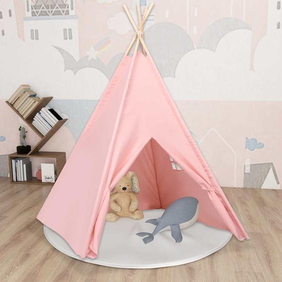Tente tipi denfants avec sac Peau de pêche Rose 120x120x150 cm