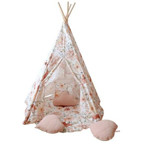 Tente Tipi Fleurs En Coton Beige