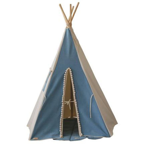 Tente Tipi Jean Avec Pompoms En Coton Bleu
