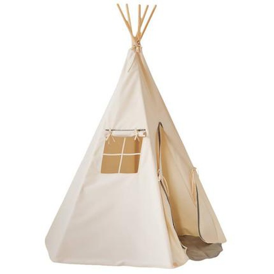 Tente Tipi Pompoms Avec Tapis En Coton Beige