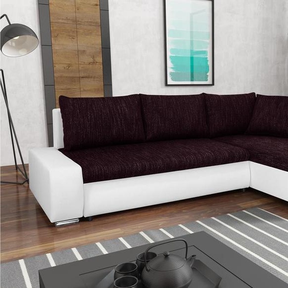 TEO Ensemble canapé dangle en L avec canapé convertible, coin nuit - canapé tissu en simili cuir, dangle (tissu : berlin 70 + madryt 120, côté : droit)