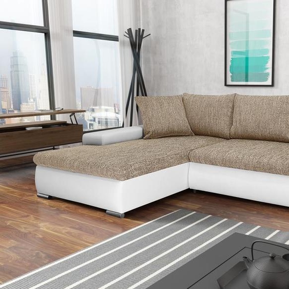 TEO Ensemble canapé dangle en L avec canapé-lit, coin nuit - canapé dangle en cuir tressé (tissu : berlin 03 + madryt 120, côté : gauche)