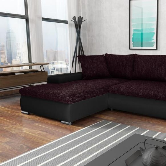 TEO Ensemble canapé dangle en L avec lit pliant, coin nuit - canapé dangle en cuir tressé (tissu : berlin 70 + madryt 1100, côté : gauche)