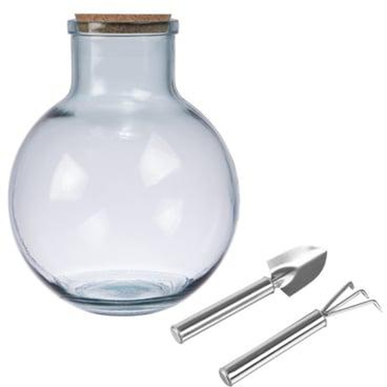 Terrarium et outils Aran   en verre recyclé