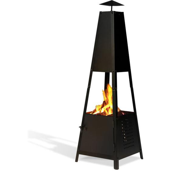 Terre Jardin - Brasero extérieur pyramide - Chauffage extérieur H.100 cm x ø 30 cm - Brasero en acier Bois, Charbon Cheminée de jardin