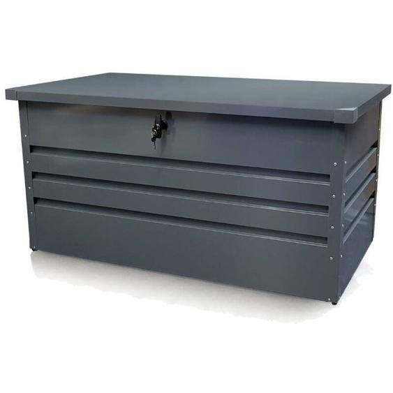 Terre Jardin - Coffre de rangement extérieur pour jardin - 400 l - Acier galvanisé - 130 x 61 x 62 - Gris