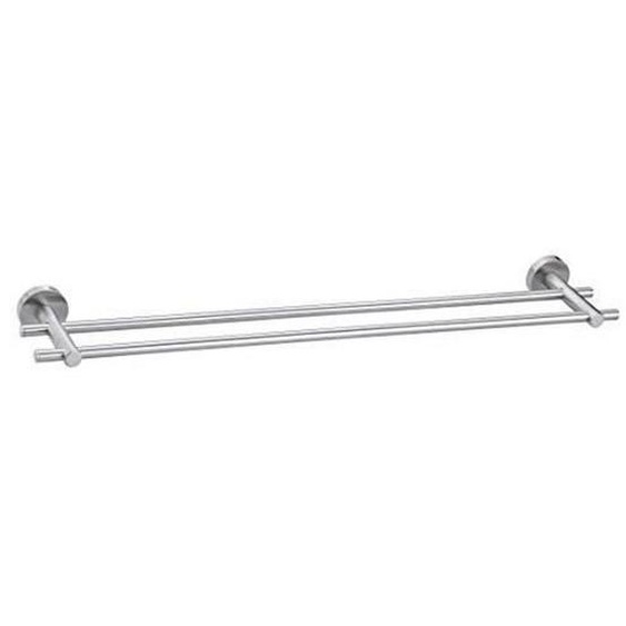 tesa Moon - Porte serviettes 2 barres fixes, Acier Inoxydable, Montage sans perçage - 49 mm x 642 Mm x 85 Mm))