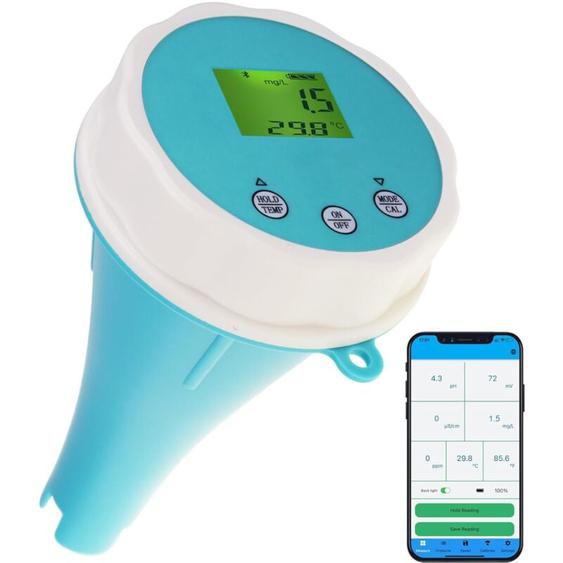 Testeur de qualité de leau intelligent : moniteur flottant Bluetooth 6 en 1 pour piscines, spas et culture hydroponique – Mesure du pH, de la
