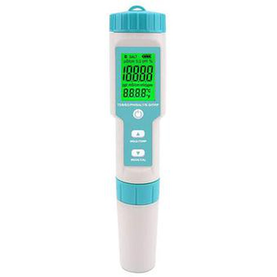 Odipie - Testeur de salinité de piscine Compteur de pH et de salinité deau salée Numérique 5 en 1 Testeur de pH et de salinité de piscine Compteur