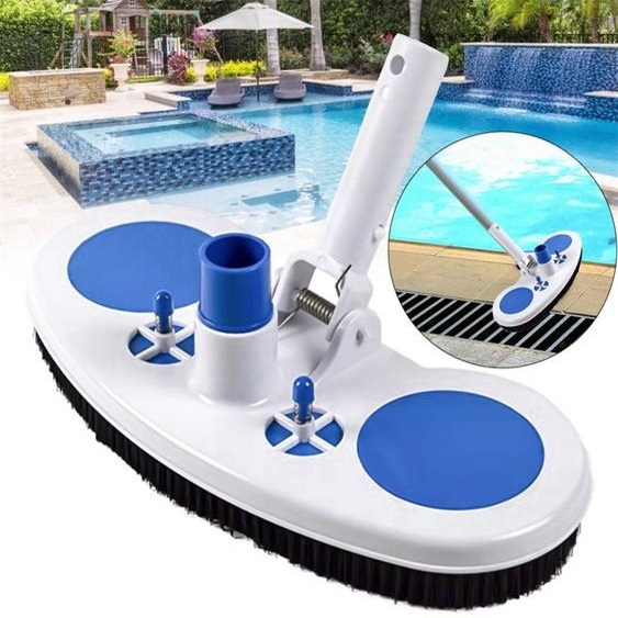 tête à vide lestée de 13 pouces pour piscines avec poils en nylon, nettoyeur rotatif de raccords de tuyaux pour piscines