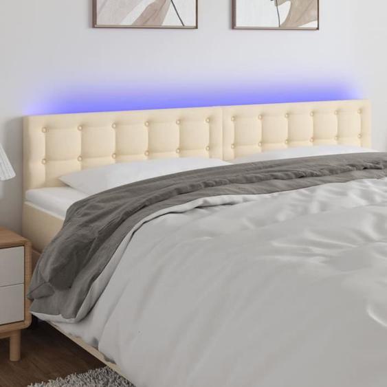 Tête de lit - MOTHINESSTO - Crème - 180x5x78/88 cm - Tissu 100% polyester - LED réglable