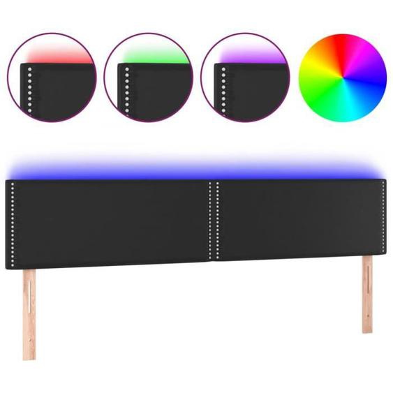 Tête de lit à LED GAROSA Noir 160cm - Similicuir - Hauteur réglable - Bande LED découpable