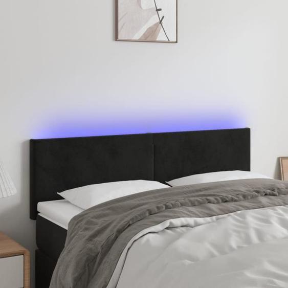 Tête de lit à LED - MOTHINESSTO - LY0206 - Velours Noir - Dimensions 144x5x78/88 cm - IP65
