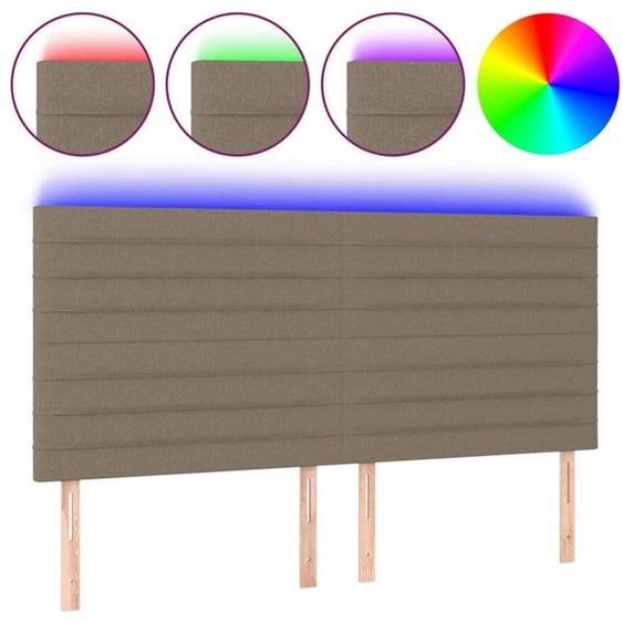 Tête de lit à LED Taupe 200x5x118/128 cm Tissu