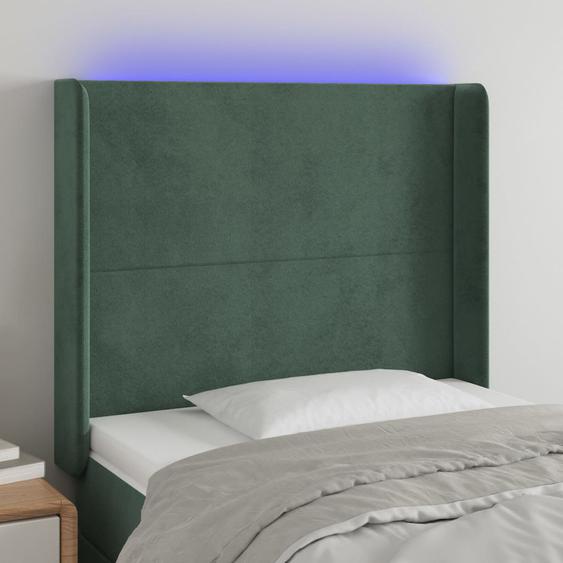 Tête de lit à LED Vert foncé 93x16x118/128 cm Velours