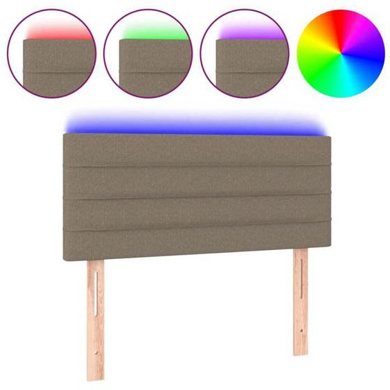 Tête de lit accessoire couchage chambre a coucher meuble a LED 100 x 5 x 78/88 cm tissu taupe TDL0200434