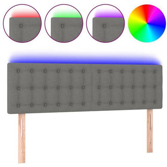 Tête de lit accessoire couchage chambre a coucher meuble a LED 144 x 5 x 78/88 cm tissu gris fonce TDL0201155