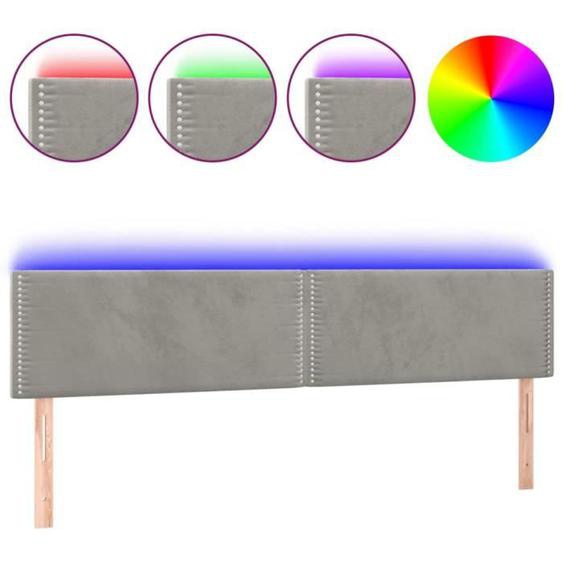 Tête de lit accessoire couchage chambre à coucher meuble à LED 180 par 5 par 78/88 tissu velours gris clair