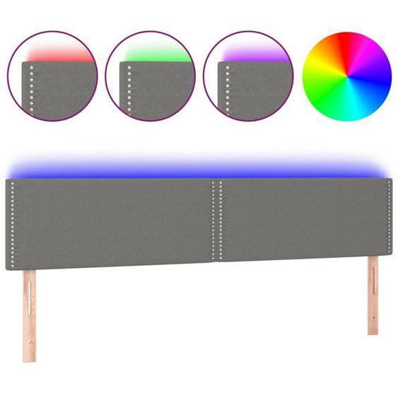 Tête de lit accessoire couchage chambre a coucher meuble a LED 180 x 5 x 78/88 cm tissu gris fonce TDL0201101
