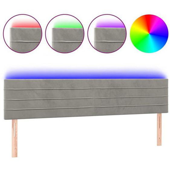Tête de lit accessoire couchage chambre à coucher meuble à LED 200 par 5 par 78/88 tissu velours gris clair