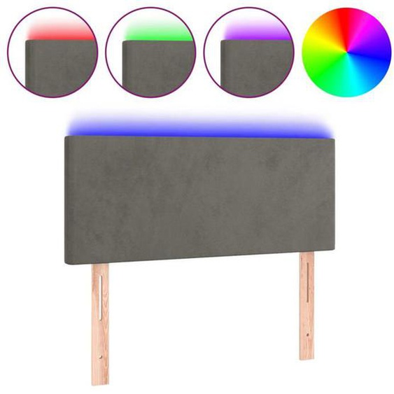 Tête de lit accessoire couchage chambre à coucher meuble à LED 80 par 5 par 78/88 tissu velours gris fonce