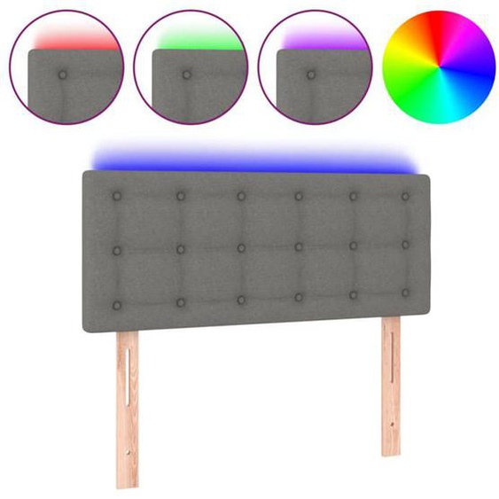 Tête de lit accessoire couchage chambre a coucher meuble a LED 80 x 5 x 78/88 cm tissu gris fonce TDL0201037